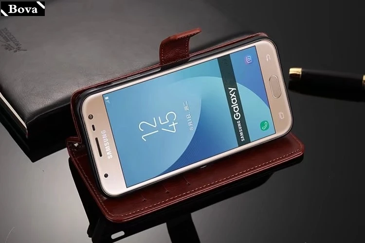 Držalo pokrova primeru pu usnjena torbica za Samsung Galaxy J3 2017 ( J3 Pro 2017 ) J330F J330G J3300 denarnice Flip primeru