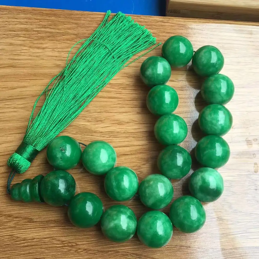 Naravni green jade zapestnice kroglice jasper jadeit jade zapestnico z tassel venec za molitev moških smaragdno Jade bangles