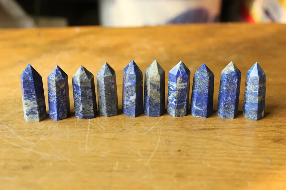 10 Kosov Drobne Naravna Modra Lapis Lazuli Kristalno Točk Polirani Zdravljenje Brezplačna Dostava