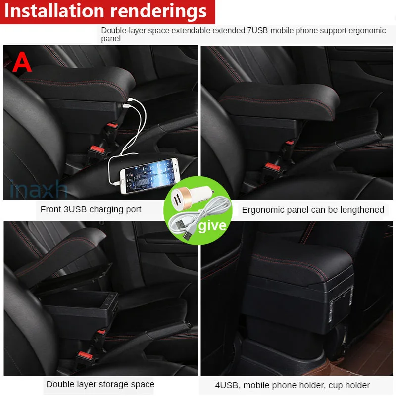 Za Hyundai SOLARIS Armrest 2013 2016 Za VERNA Naglas Avto Armrest polje Shranjevanje dodatki Notranjost z USB LED