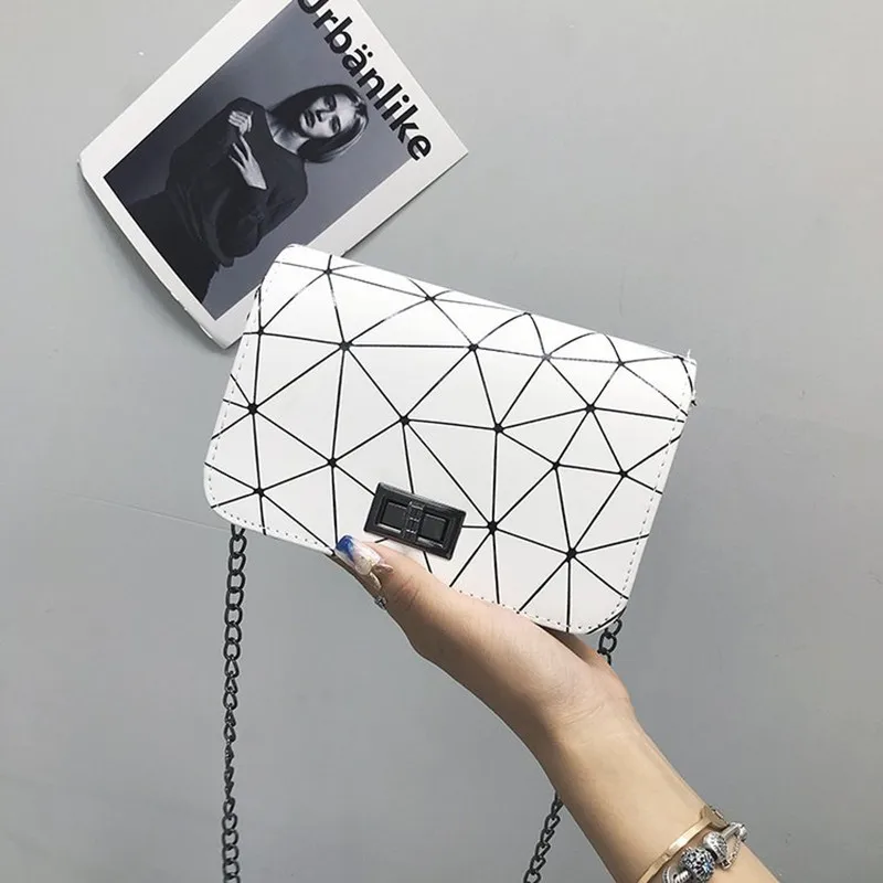 Luksuzna Znamka Modnih Ženske Ramo Torbe 2020 Nove Divje Crack Natisnjeni Messenger Bag PU Geometrijske Rhombus Kvadratek Vrečko