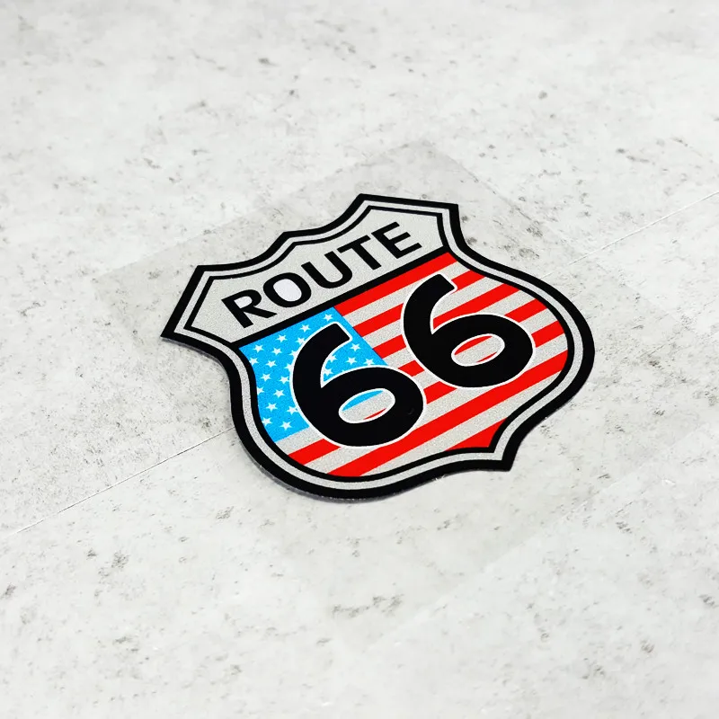 G091 6.7x7.4 cm Route 66 Cesti Avto Reflektivni Ščit Nalepka Barva Varnostne Odsevne Nalepke Nalepke Motocikel, ATV MTB Nalepka