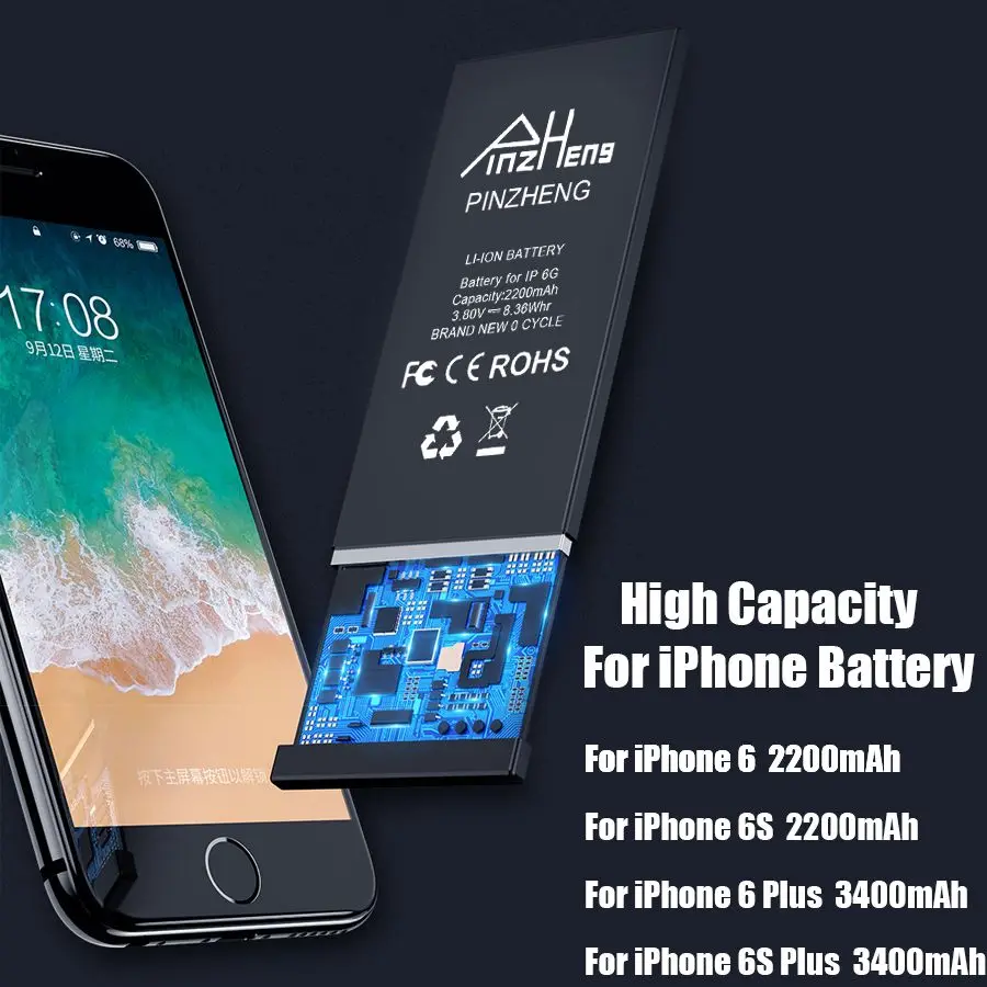 PINZHENG Visoko Zmogljivost Baterije Za iPhone 6 Plus 6S Plus Zamenjava Bateria Za iPhone 6 G Plus 6S Plus Mobilni Telefon Baterije