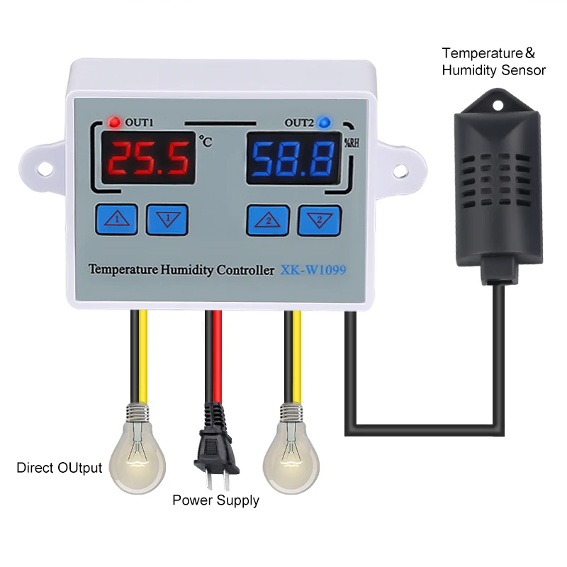 W1099 Digitalni Temperature In Vlažnosti Regulator Domači Hladilnik, Termostat Humidistat Termometer, Higrometer Nadzor Stikalo