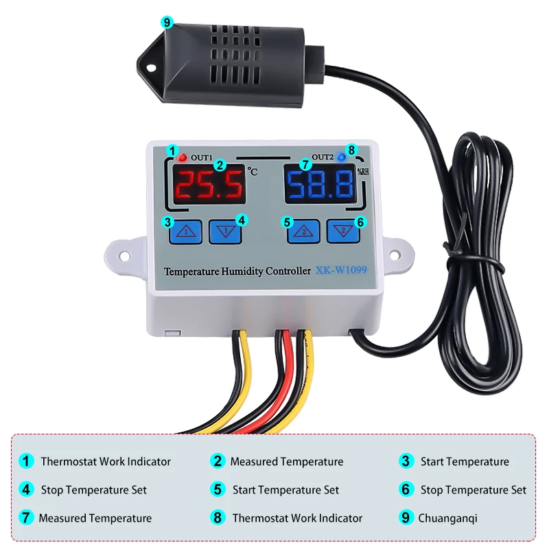 W1099 Digitalni Temperature In Vlažnosti Regulator Domači Hladilnik, Termostat Humidistat Termometer, Higrometer Nadzor Stikalo