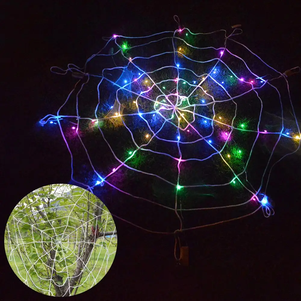 LED Halloween Spider Web Ustvarjalne Halloween Prop Razsvetljavo LED Osvetlitev zabavo za noč Čarovnic DIY Okraski za Strašijo Hiše