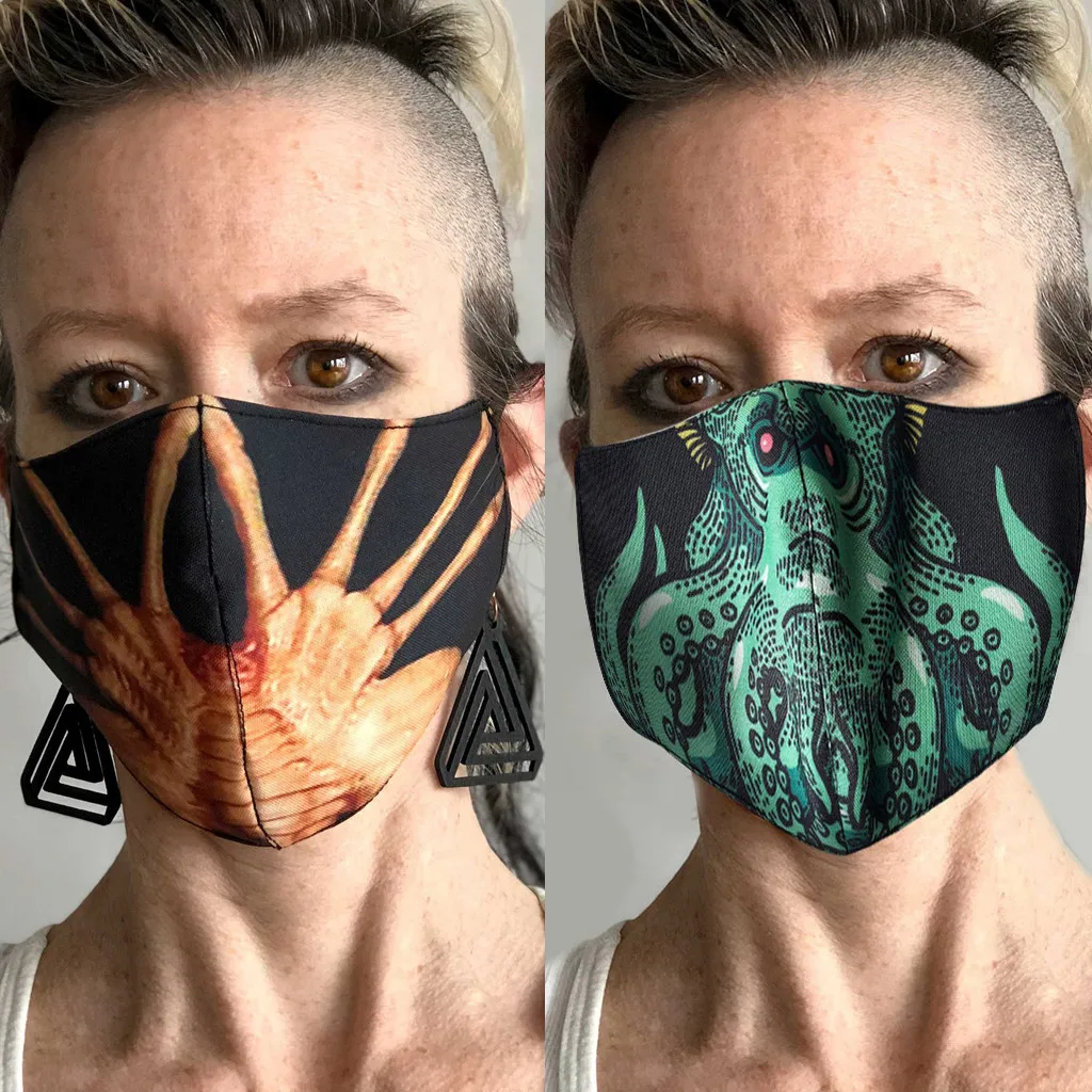 Unisex 3D Smešno Skrivnost Tiskanja Dihanje Udobno Masko na Prostem Antidust Vetroloma Ponovno Stroj Usta Masko Maskara 4