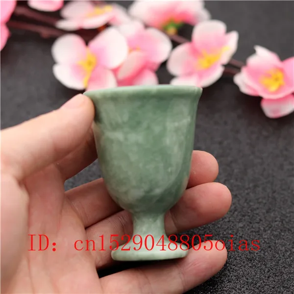 2Pcs Naravno Bela Green Jade Kozarec Vina Kitajski Slog Pokal Obrti Čaj Zdrave Energije, Aparati