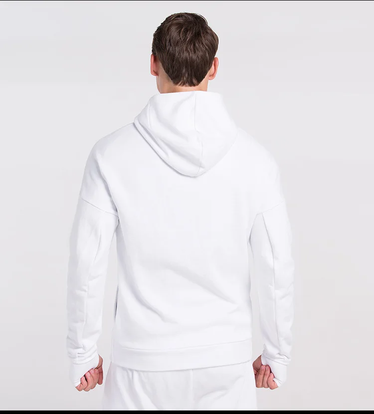 B788-Šport plašč za moške in ženske long sleeve Hooded Pulover zadrgo jopico bele jeseni, pozimi teče po meri ustrezala