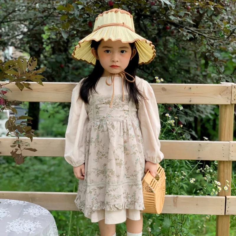 MILANCEL Jeseni newKorean dekliška oblačila ruffle oblačenja za dekleta perilo, obleko in cvetlični camisole obleko 2 kos otroci obleko za girs