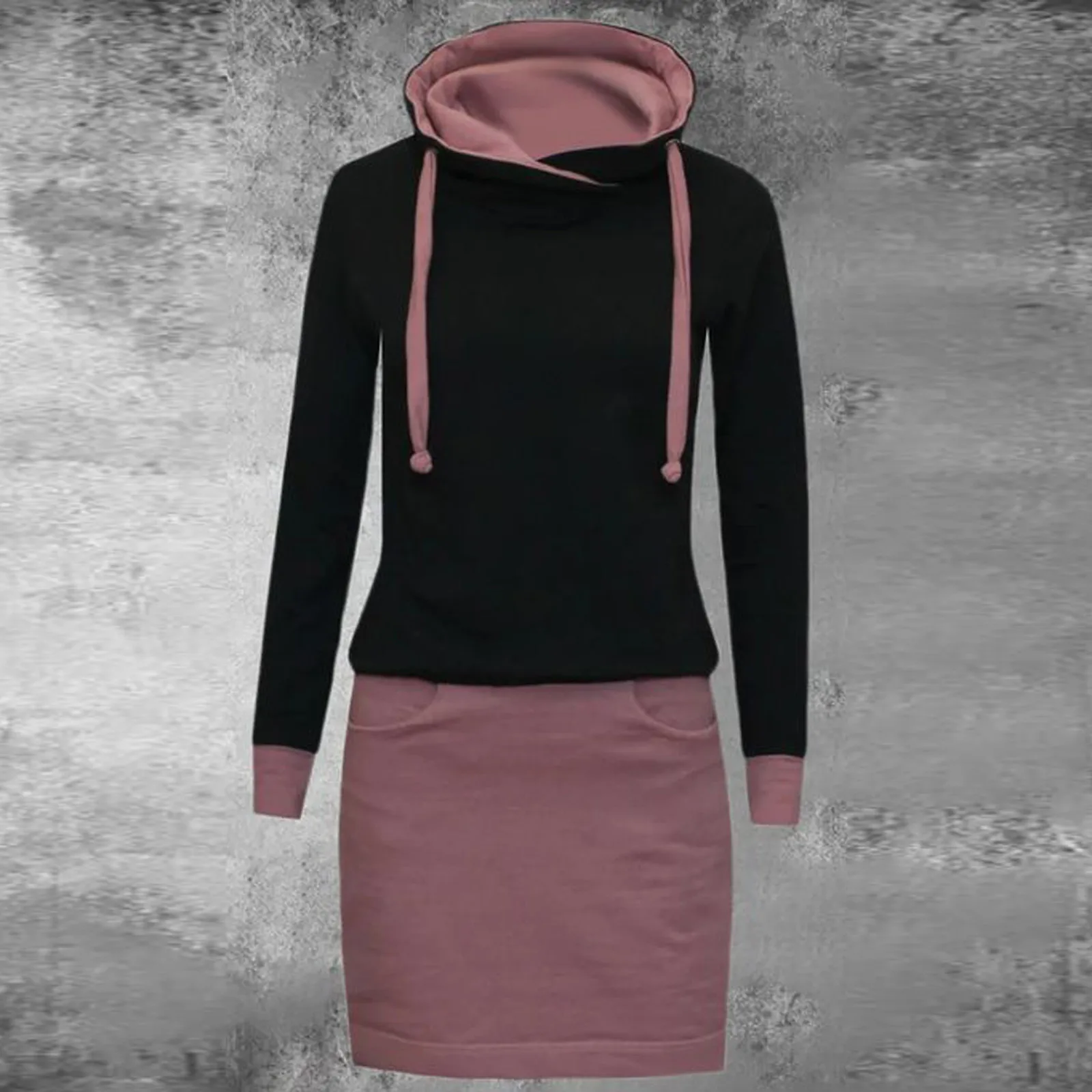 Nov Slog Obleke Za Ženske, Gospe Priložnostne Barva Blok Dolg Rokav O - Vratu, Ohlapno Obleko Zimske Obleke Haljo Znoj Femme