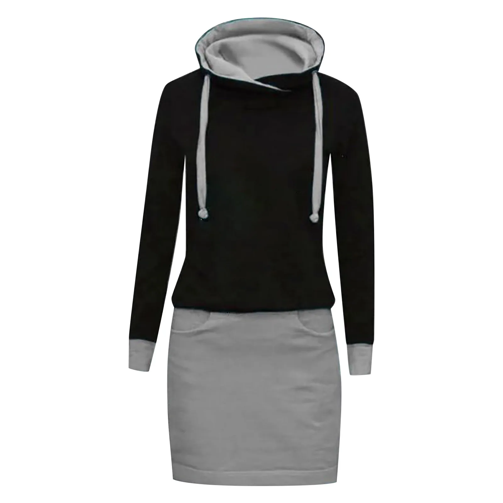 Nov Slog Obleke Za Ženske, Gospe Priložnostne Barva Blok Dolg Rokav O - Vratu, Ohlapno Obleko Zimske Obleke Haljo Znoj Femme