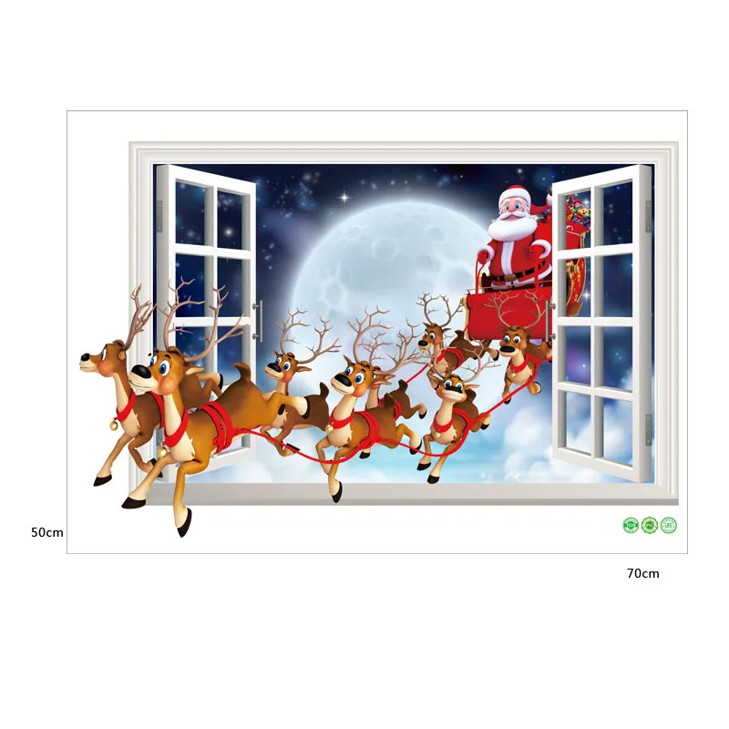 Santa Claus Jelenov Zidana Božič Okna 3D Stenske Nalepke Božič vinilna Dekoracijo Okno Decoring Remoavbel Art Dekor