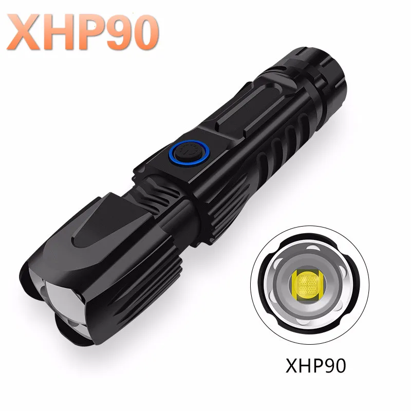 Super Močan Xlamp XHP70.2 XHP90 LED Svetilka LED Svetilko USB XHP50 Lučka Zoom Taktično Svetilko 18650 Polnilna 26650