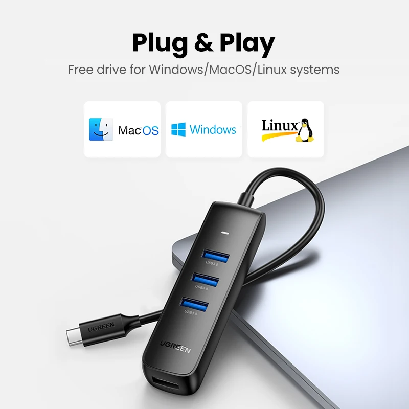 Razhroščevalne simbole USB C HUB Mini Size, USB 3.0, 2.0 Splitter 4 Vrata Hub Adapter za MacBook Pro Air 2020 Površine MateBook Prenosni RAČUNALNIK USB HUB