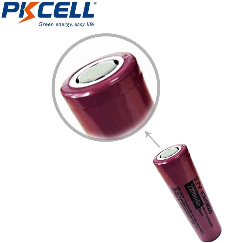 2PCS PKCELL 18650 3,7 v Liion Baterija za ponovno Polnjenje PIS 18650 li-ion Napolnjene Baterije Ravno Top Za Slušalke Svetilka 2200mAh