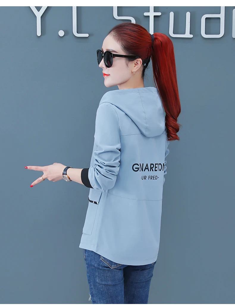 Elegantna kratka jakna ženske velikosti plašč korejski modnih oblačil Trending Izdelkov NOVO Pomlad / jesen hooded Windbreaker 1473