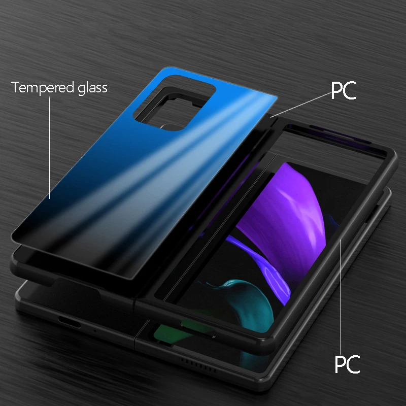 Z Krat 2 Funda Ohišje za Samsung Galaxy Ž Krat 2 Primera Luksuzni Gradient Kaljeno Steklo Lupini Coque Telefon Primeru Zajema Capa Z 2 Krat