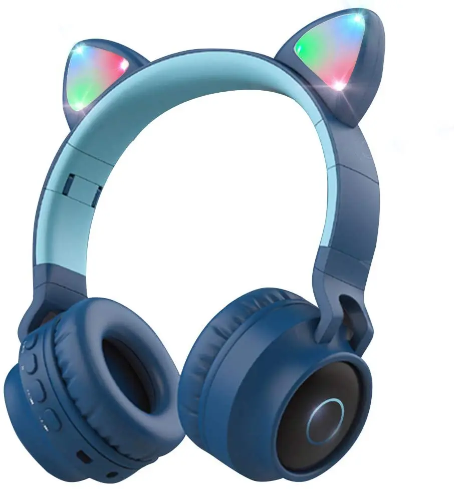 Brezžična tehnologija Bluetooth Otroci Slušalke, Aresrora Mačka Ušesa Bluetooth Nad Uho Slušalke Glasnost 85 db Omejitev,LED Luči, TF Kartica