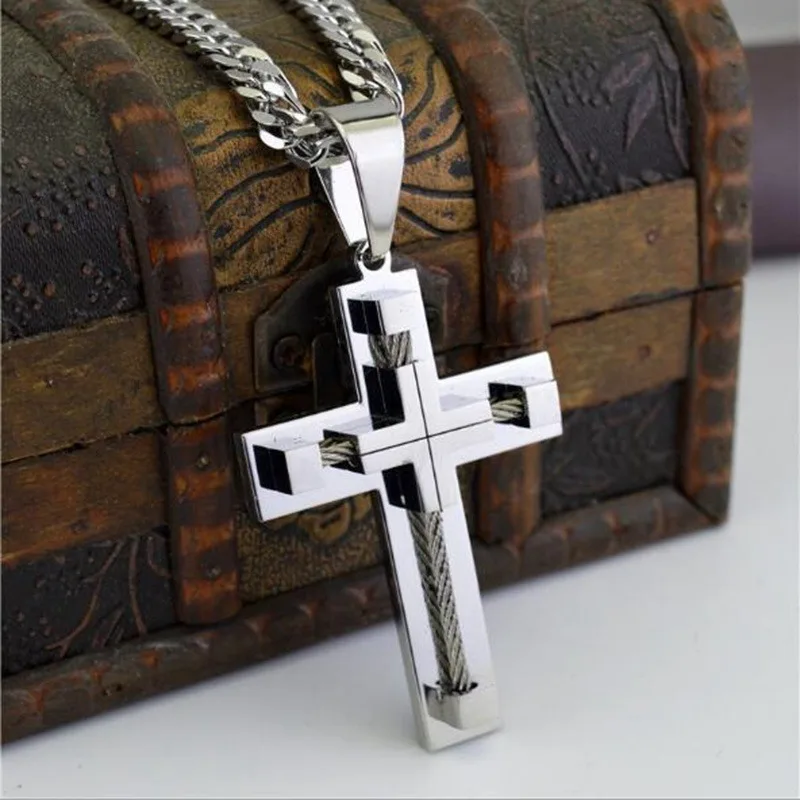 Visoke Kakovosti, Metal Punk Moških in Žensk Velik Križ Jezusa Obesek Jezus Vrv Križ Obesek Ogrlica