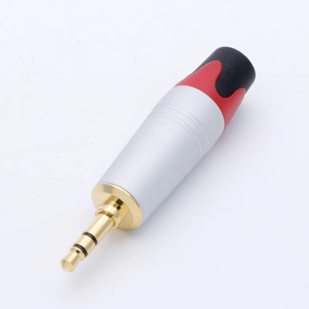 10Pairs/20Pcs Nemoteno Srebro 3.5 mm Jack 3 pole Slušalke Plug pozlačeno Cinkove Zlitine Audio Priključek s Črno-Rdeč Rep Plug