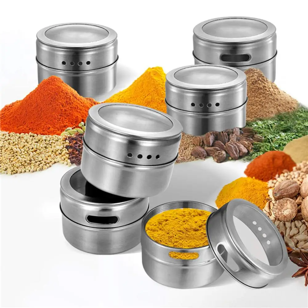 Magnetni Spice Jar Set Iz Nerjavečega Jekla Spice Pločevinke Spice Za Shranjevanje Posode, Poper, Začimbe In Spreji Orodji Spice Jar