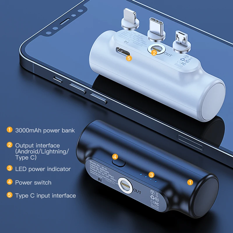 KUULAA Magnetno Moč Banke 3000mAh Mini Magnet Polnilnik PowerBank Za Xiaomi Sili Mobilne Prenosne Magnetne Zunanje Baterije