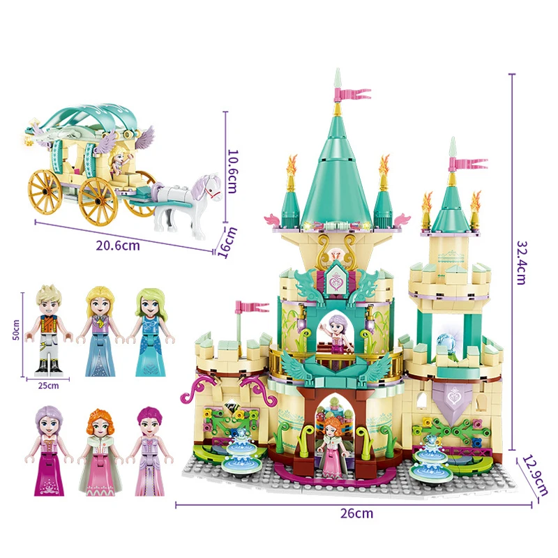 Disney Prijatelji Za Dekleta Ice Princess Castle Sanjsko Hišo Konj Prevoz Gradbenih Blokov Prijatelji Številke Opeke Igrače Za Otroke