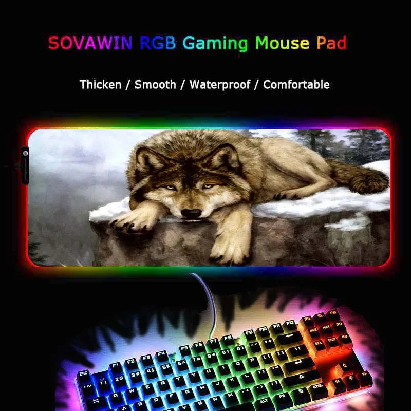 XGZ Volk RGB Gaming Velike Živali Mouse Pad Igralec Led Računalnik Mousepad Big Miško Mat z Ozadja Preproga za Tipkovnico Desk Mat