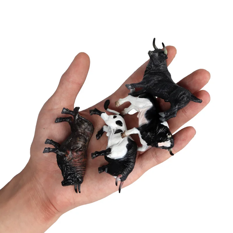 Novo Simulacijo Trdno Divje Živali Model Bika Bison Ranch Krava Set PVC Živali figuric Igrače za Otroke Božično Darilo