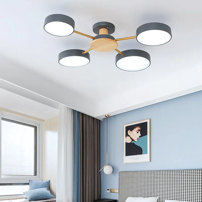 Nordijska sodobno minimalistično LED lestenec, spalnica LED stropna svetilka, dnevna soba osebnost soba masivnega lesa plus železa razsvetljava
