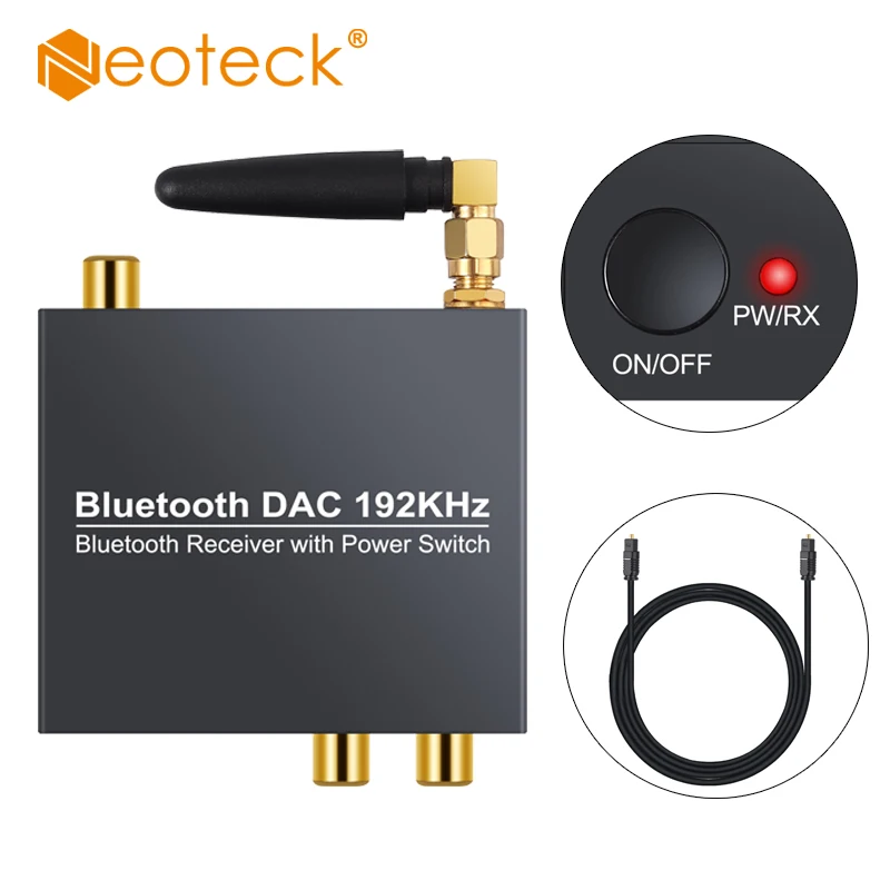 Neoteck Bluetooth Z DAC Moči Na Off Gumb 192 Khz Digitalno Analogni Avdio Pretvornik Adapter za Optični Koaksialni Na RCA 3,5 mm
