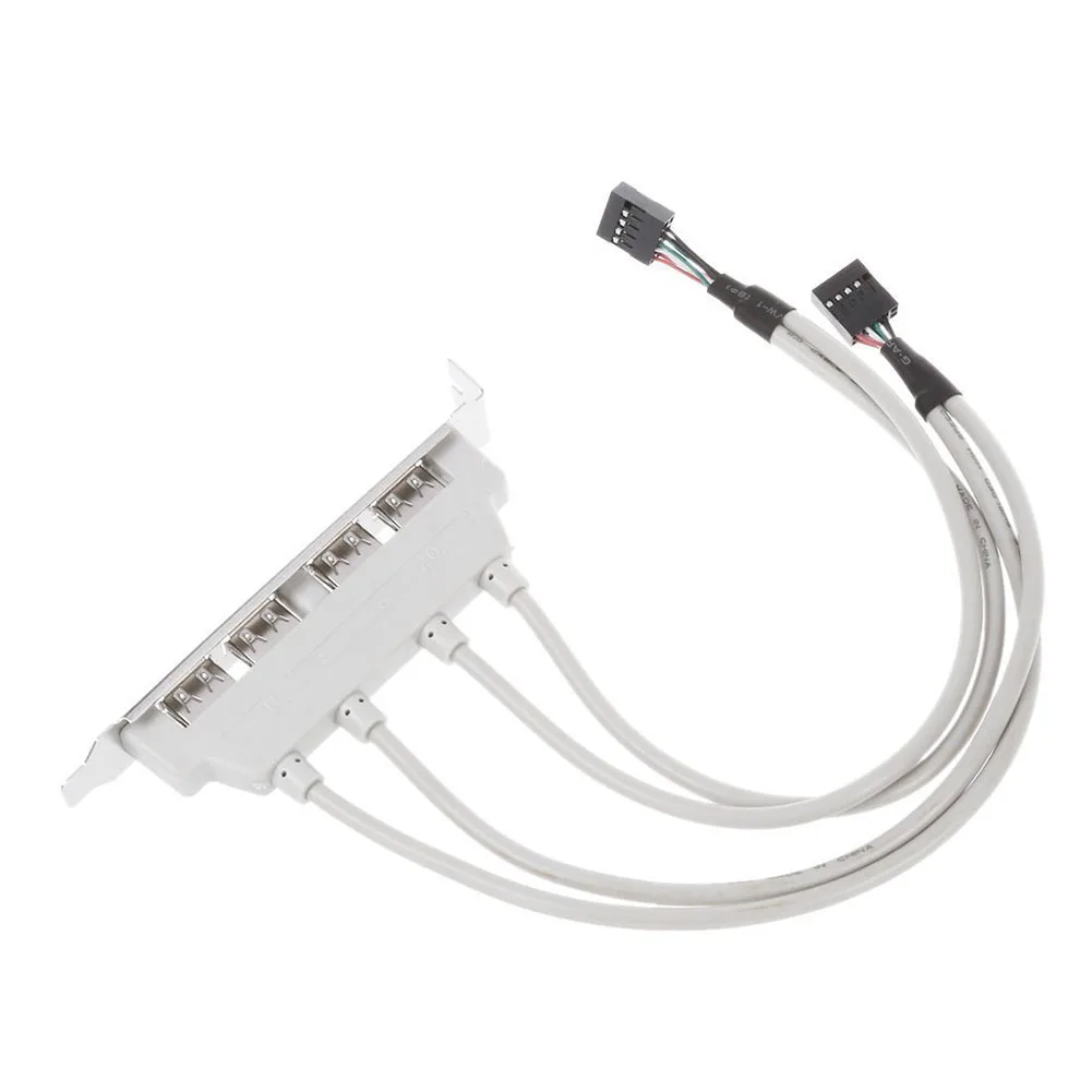 Kabel USB 2.0 4 Vrata Zadnja Plošča PCI Nosilec Dvojni 9-Pin za Matično ploščo Glave Kabel Polnilnika Podatkov Polnjenje Polnilnik Priključki