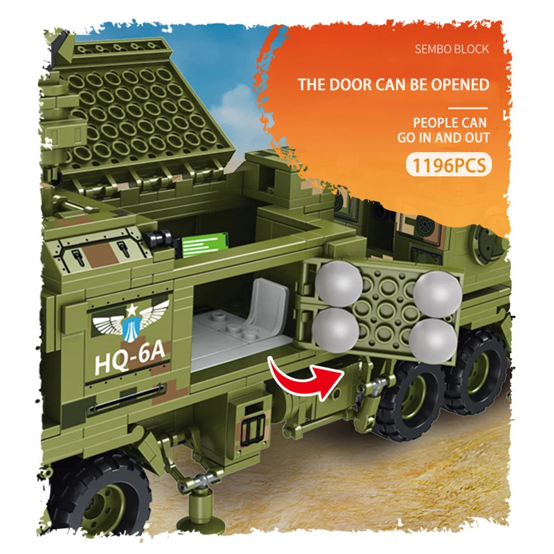 Sembo Nove Gradnike Fant Ščit Air Defense Anti-missile System Vojaški Tank Letalo Letalo Vozilo Tovornjak DIY Igrače