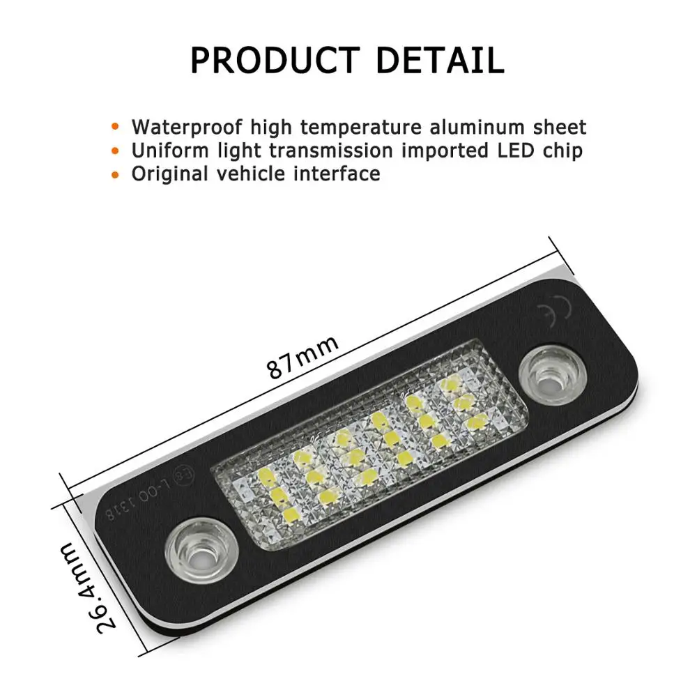 2pcs 6000K Bele Tablice Svetlobe Žarnice 12V Avtomobilska LED Številka Licence Ploščo Luč Za Ford Fusion Fiesta Mondeo Avto Dodatki