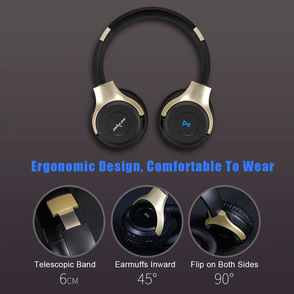 UNITOP ZEALOT B26T Bluetooth Slušalke Stereo Slušalke Zaslon Glasbo, Slušalke TF /Podpora SD Kartice Z Mic Za Xiaomi Huawei