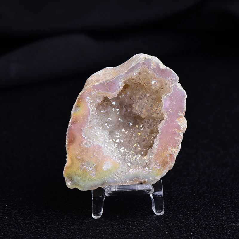 1PC Naravnih Agate Electroplated Cornucopia Crystal Cave Surovega Kamna Gole Kamnite Prikaz Mineralnih Vzorcu Doma Dekoracijo Sreče
