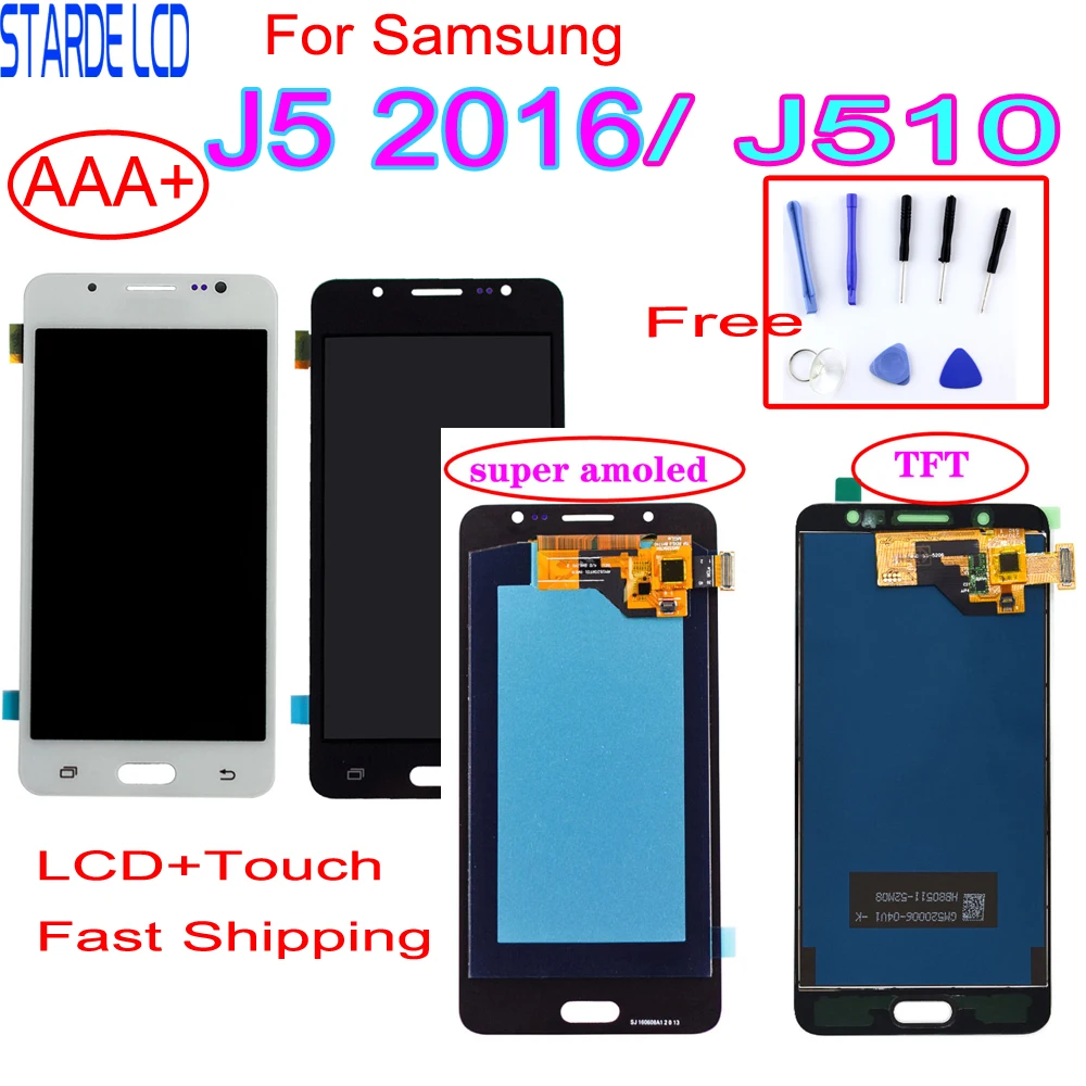 AAA+ Za Samsung J5 2016 SM-J510F J510FN J510M J510Y J510G J510 Zaslon LCD+Touch Screen Računalnike Skupščina Brezplačna Orodja