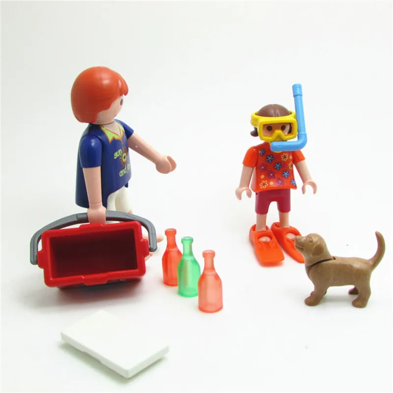 Nemški Playmobil Plaži, Poletne Družinske Anime Vinil Lutke Samorog Risanka figuric PVC DIY Igrače za Otroke, Otroci, Dom Darila