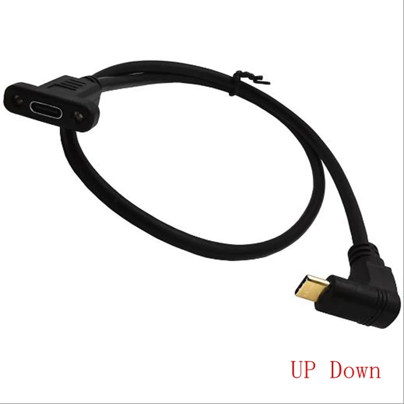 USB-C Tip-C moški-ženska razširitev podatkovnega kabla 90 stopinj pod pravim kotom, pozlačeni s plošča vgradna globina luknje 10Gbps