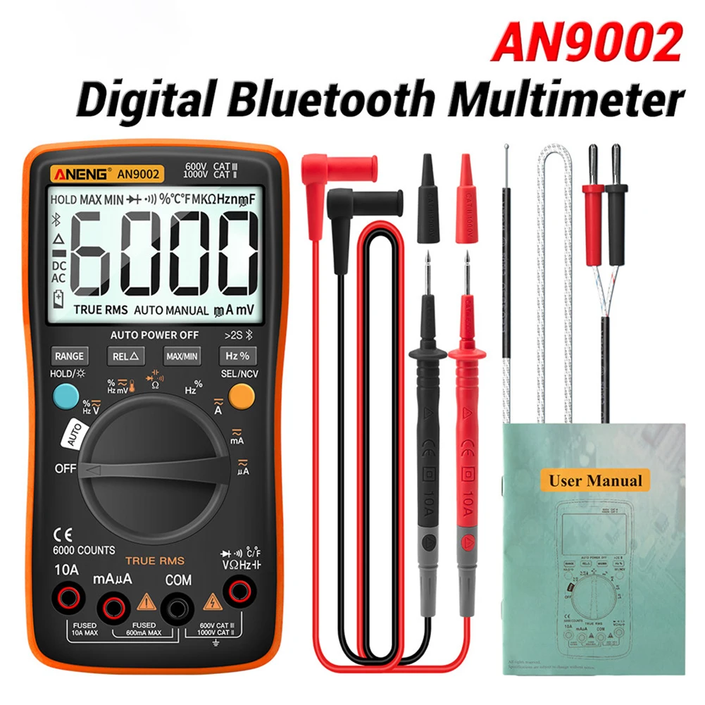 ANENG AN9002 Digitalni True RMS Strokovno 6000 Šteje Bluetooth Multimetro AC/DC Toka Napetosti Tester Auto-Obseg Multimeter