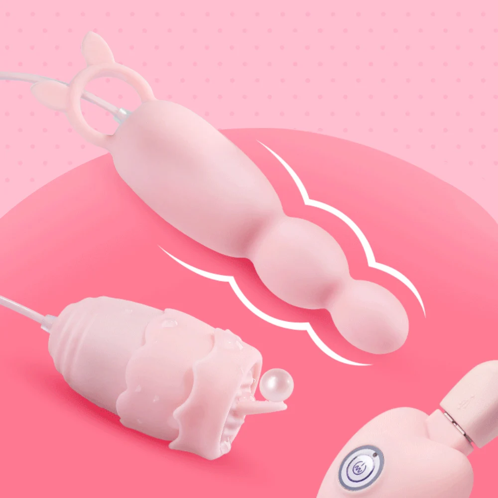 OLO Jezika Vibratorji Analni Čep, Vibrator USB Vibracijsko Jajce Bradavico, Lizanje Klitoris Stimulator G-Spot Masaža Sex Igrače za Ženske