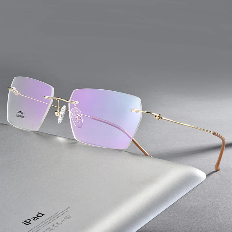 Zlitine Rimless Očal Okvir Moški Ženske Ultralahkih Optičnih Slik Recept Spektakel brez okvirjev Glasse Eye glasses