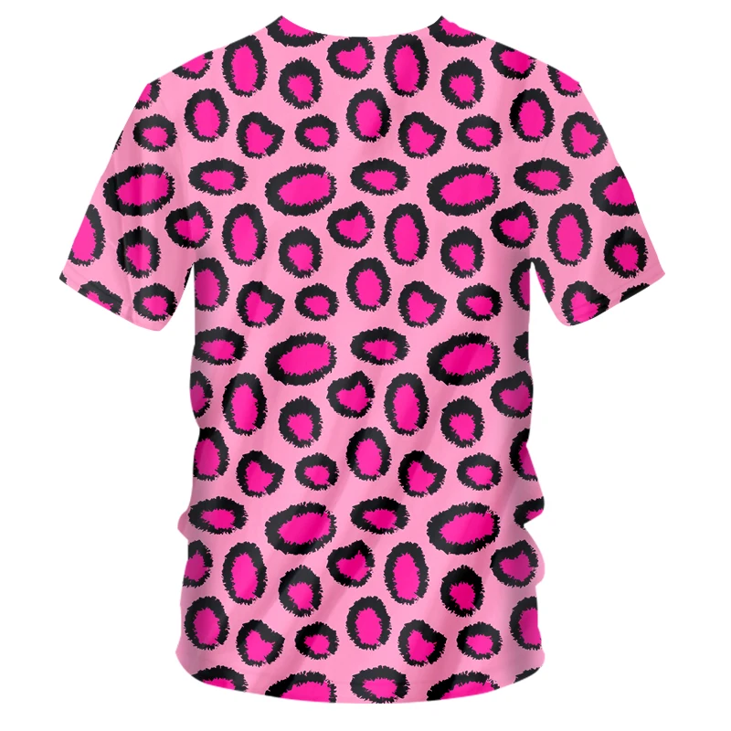 UJWI Poletje Men je Smešno, Tiskanje 3D T-shirt Roza leopard V Vratu Tshirt Moški Hiphop Punk Stil Tees Majica 7XL