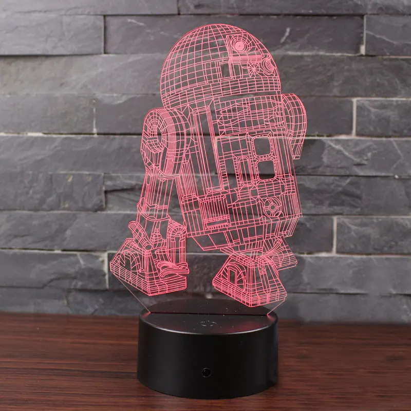 Star Wars R2D2-58 Robot temo 3D Lučka LED nočna lučka 7 Sprememba Barve Dotik Razpoloženje Lučka za Božično darilo Dropshippping