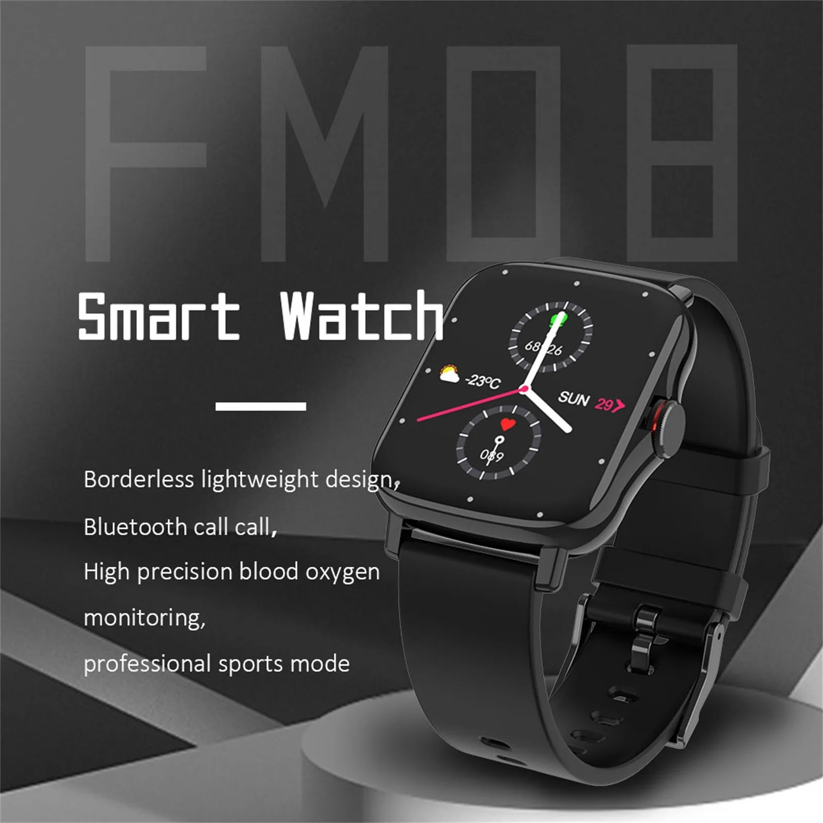 FM08 Bluetooth Barvni Zaslon Klic Pametno Gledati Celoten Zaslon Fitnes Smartwatch Manšeta Športne Ure Smart Band Nepremočljiva