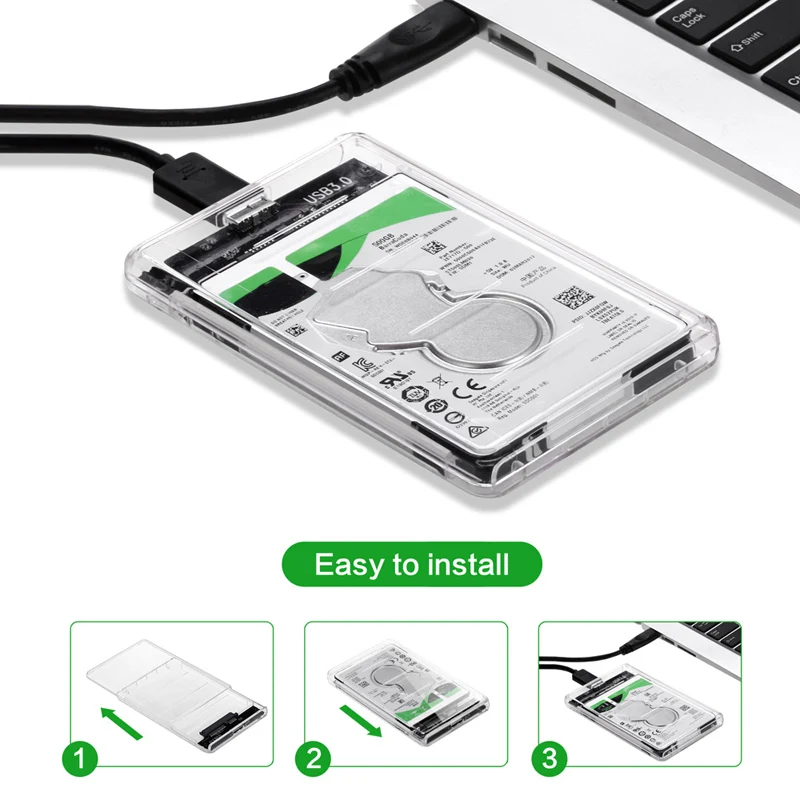 Pregledna 2.5-palčni HDD SSD Primeru, Sata, USB 3.0 Adapter Free 5 Gbps Polje Trdi Disk, Ohišje Podporo 2TB UASP Protokola