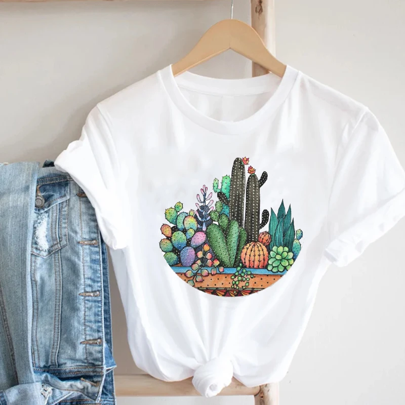 Ženske Tiskanje Kaktus 90. letih Mujer Camisetas Dekle Priložnostne Ulične Modna Oblačila Natisniti Tee Vrh Tshirt Ženske Graphic T-shirt
