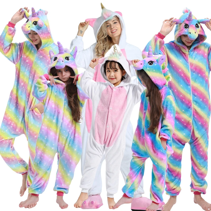Odrasli Otroci Kigurumi Pižamo Samorog Šiv Panda Pižamo Onesie Za Otroke, Risanka Ženske Sleepwear Otroške Pižame Fant Dekle Kostumi