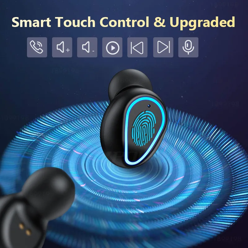 TWS Brezžične Slušalke Touch Kontrole 9D Stereo Bluetooth Slušalke Z Mikrofonom Šport Nepremočljiva Čepkov Slušalke Za Android